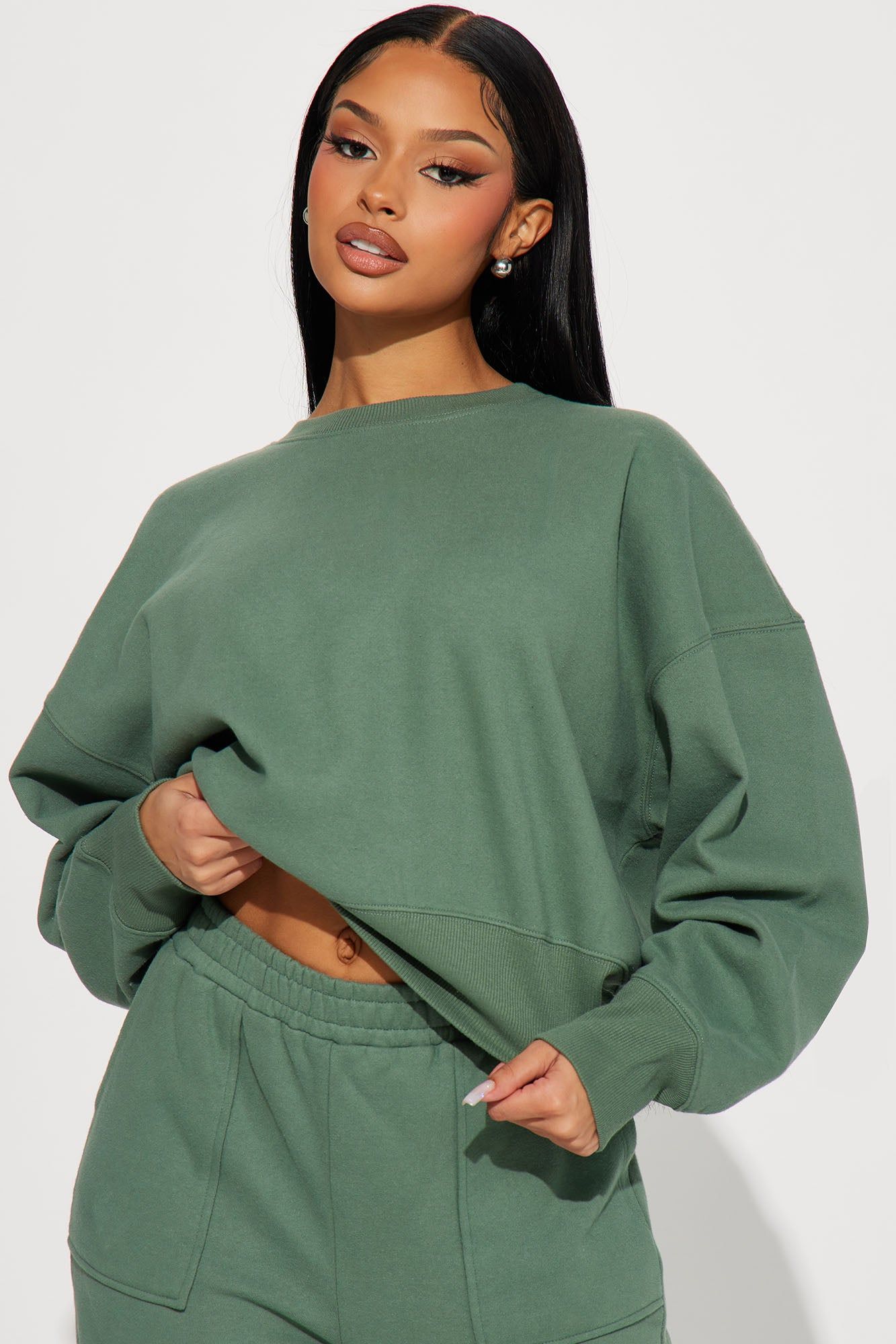 Follow Me Around Sweatsuit - Sage sold by Fashion Nova product image thumbnail 2