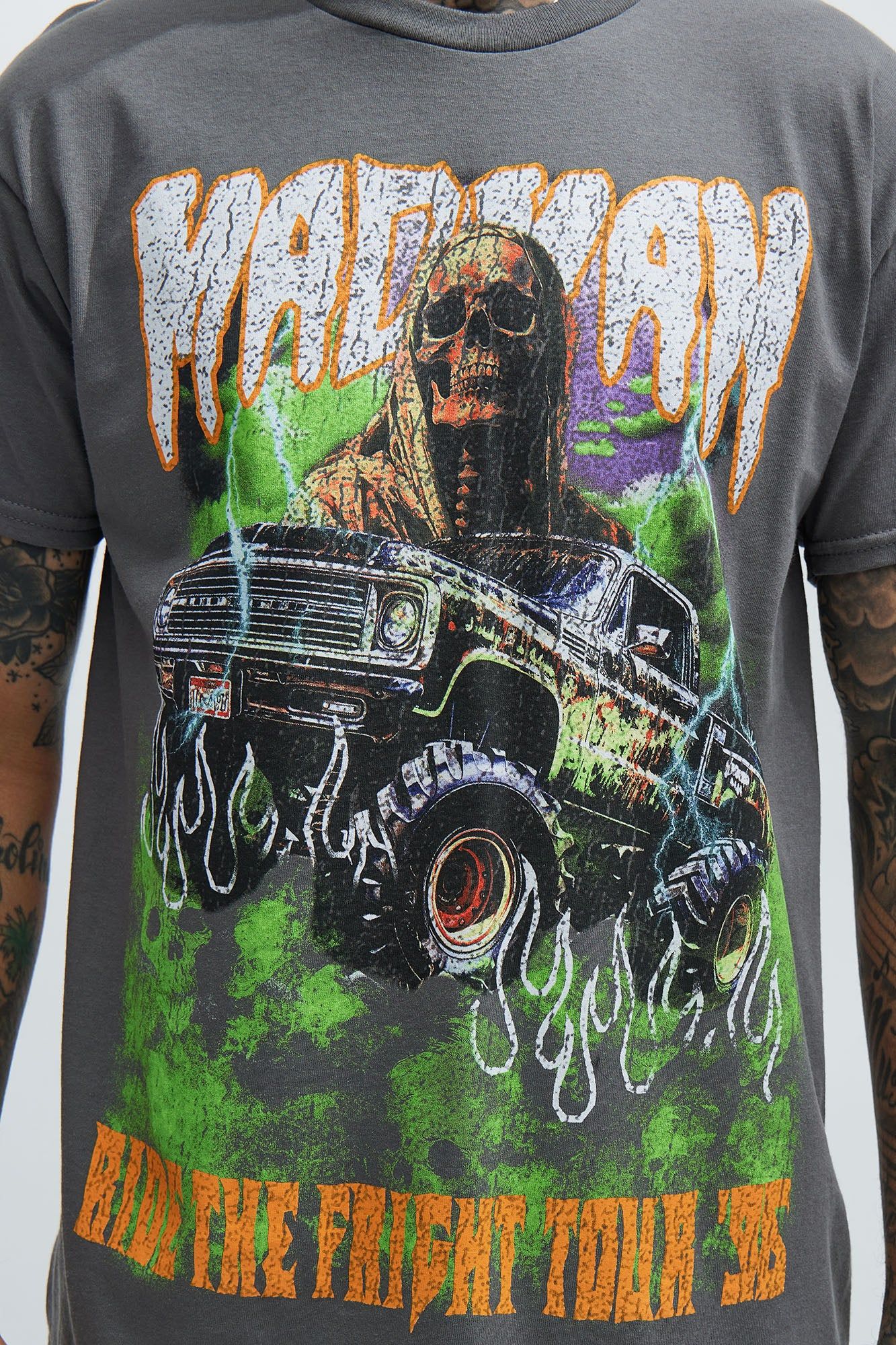 Fright Tour 96 Short Sleeve Tee - Charcoal sold by Fashion Nova product image thumbnail 3