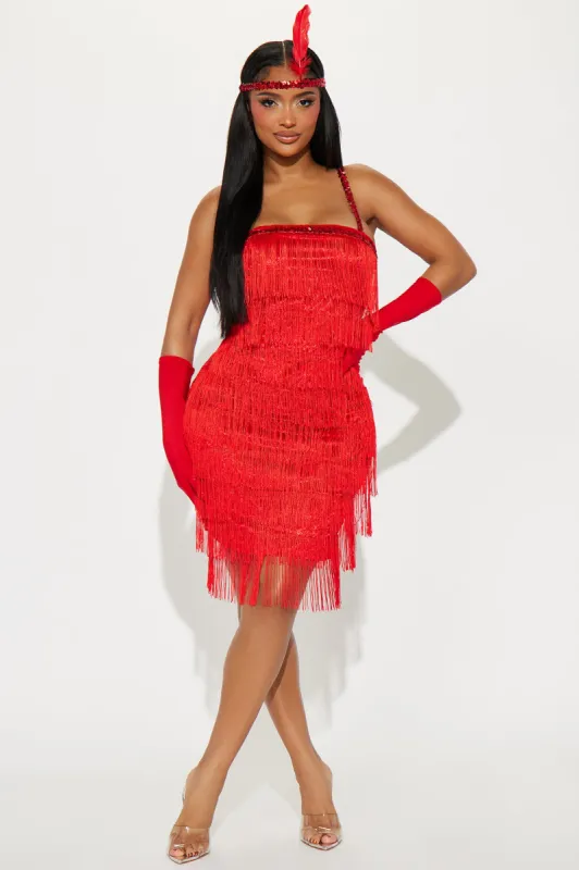 Flapper Fringe Damsel 3 Piece Costume Set - Red sold by Fashion Nova