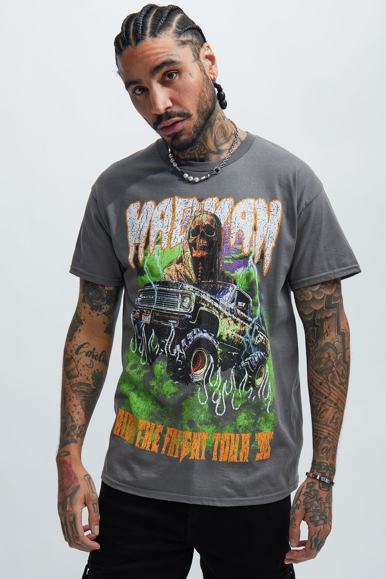 Fright Tour 96 Short Sleeve Tee - Charcoal sold by Fashion Nova product image thumbnail 2