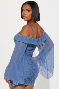 Aubree Mesh Mini Dress - Slate Blue sold by Fashion Nova