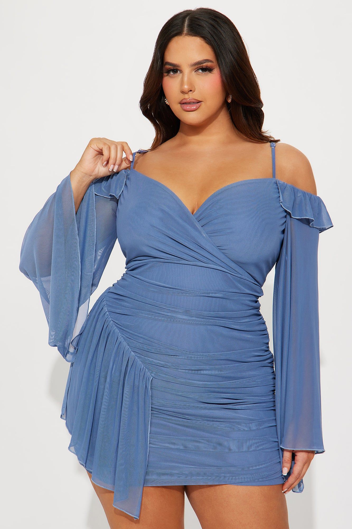 Aubree Mesh Mini Dress - Slate Blue sold by Fashion Nova product image thumbnail 4