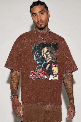 Street Fighter Animated Short Sleeve Tee - Brown sold by Fashion Nova