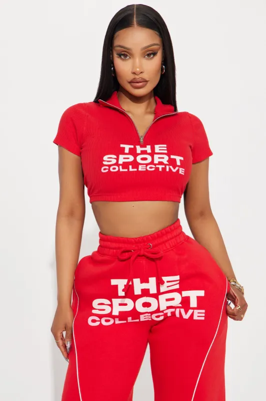 The Sport Collective Zip-Front Top - Red sold by Fashion Nova