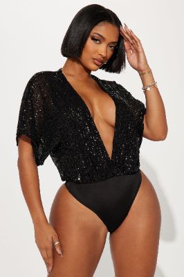 After Party Sequin Bodysuit - Black sold by Fashion Nova