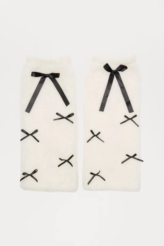 Hello Darling Leg Warmers - White/Black sold by Fashion Nova