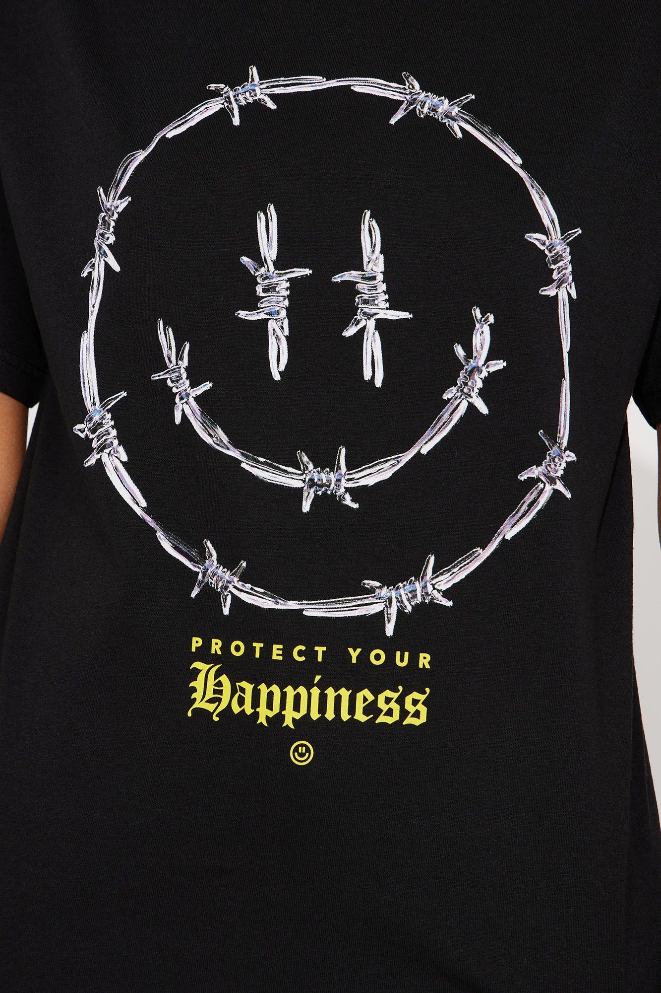 Protect Your Happiness Smiley Tshirt - Black sold by Fashion Nova product image thumbnail 3