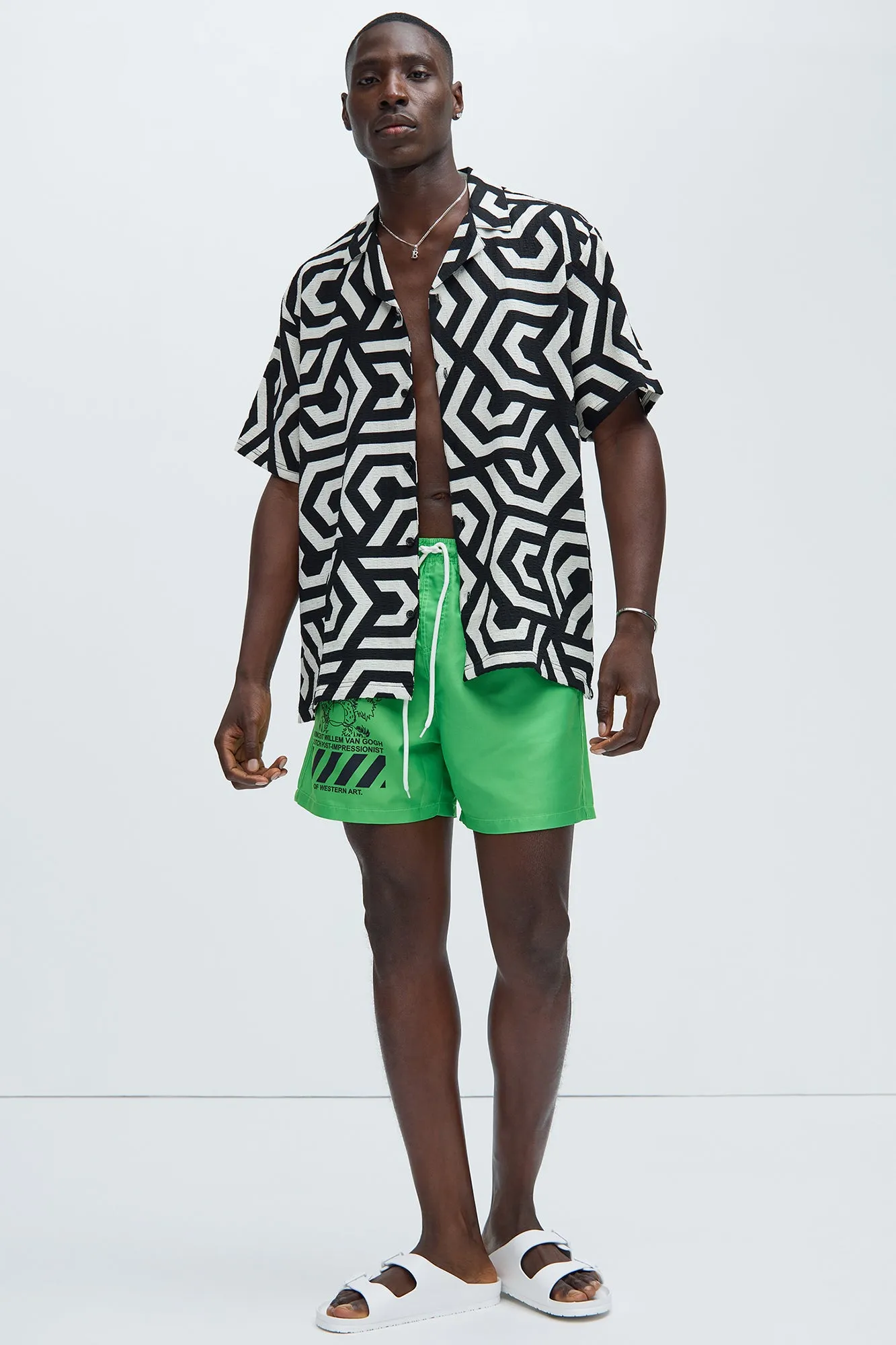 Van Gough Western Art Swim Trunk - Green sold by Fashion Nova product image thumbnail 2