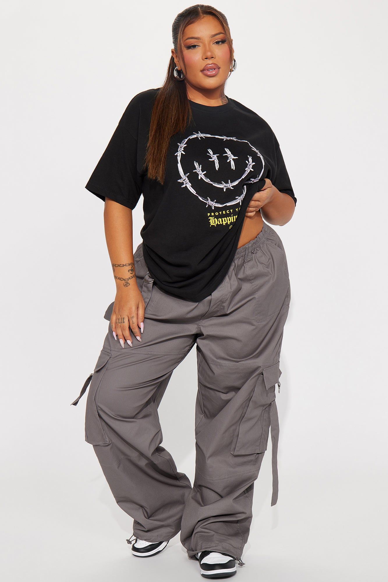 Protect Your Happiness Smiley Tshirt - Black sold by Fashion Nova product image thumbnail 5