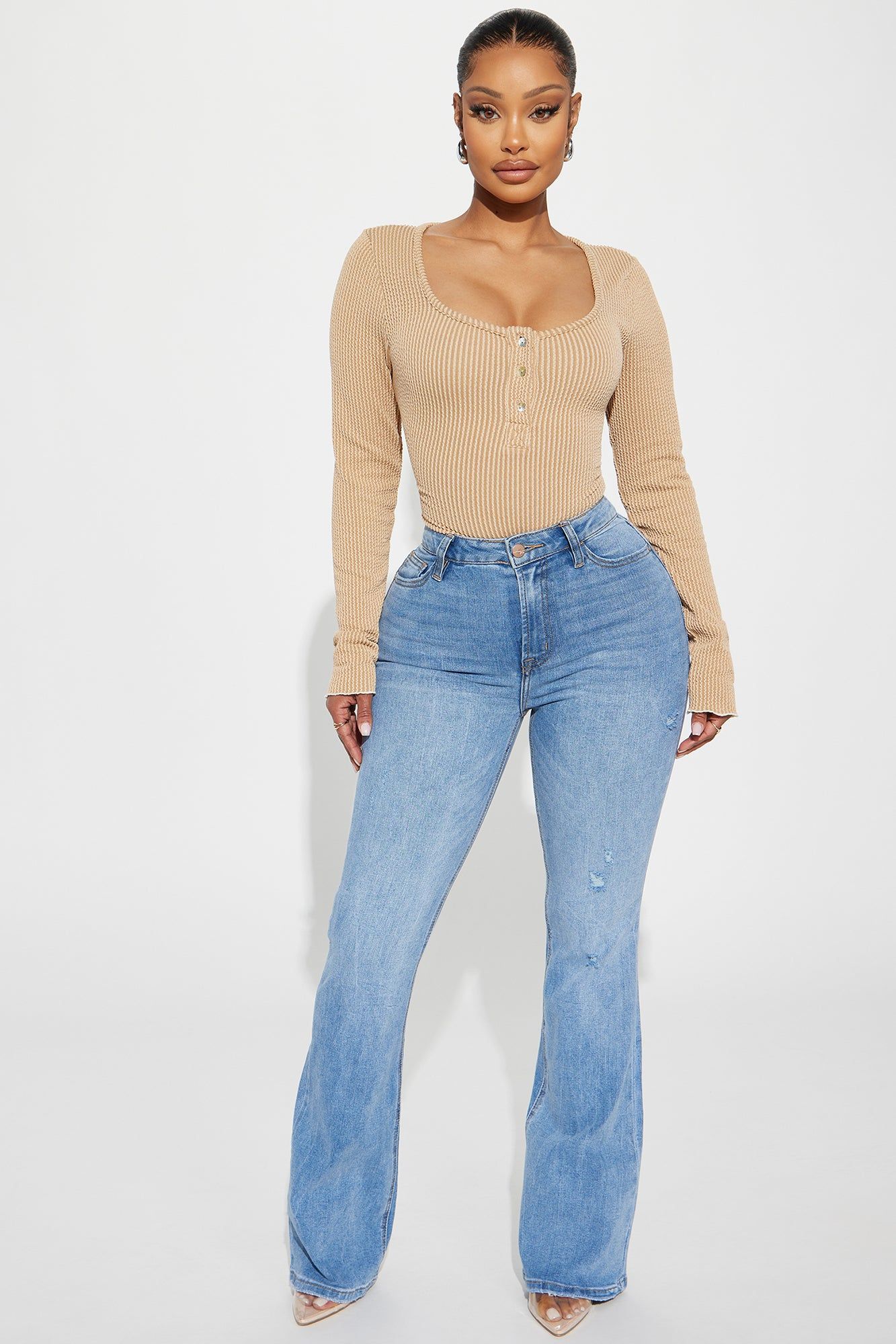 Emily Ribbed Bodysuit - Beige sold by Fashion Nova product image thumbnail 2