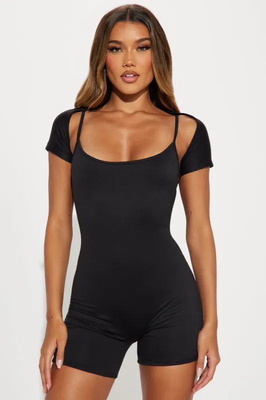 The In Between Romper Set - Black sold by Fashion Nova