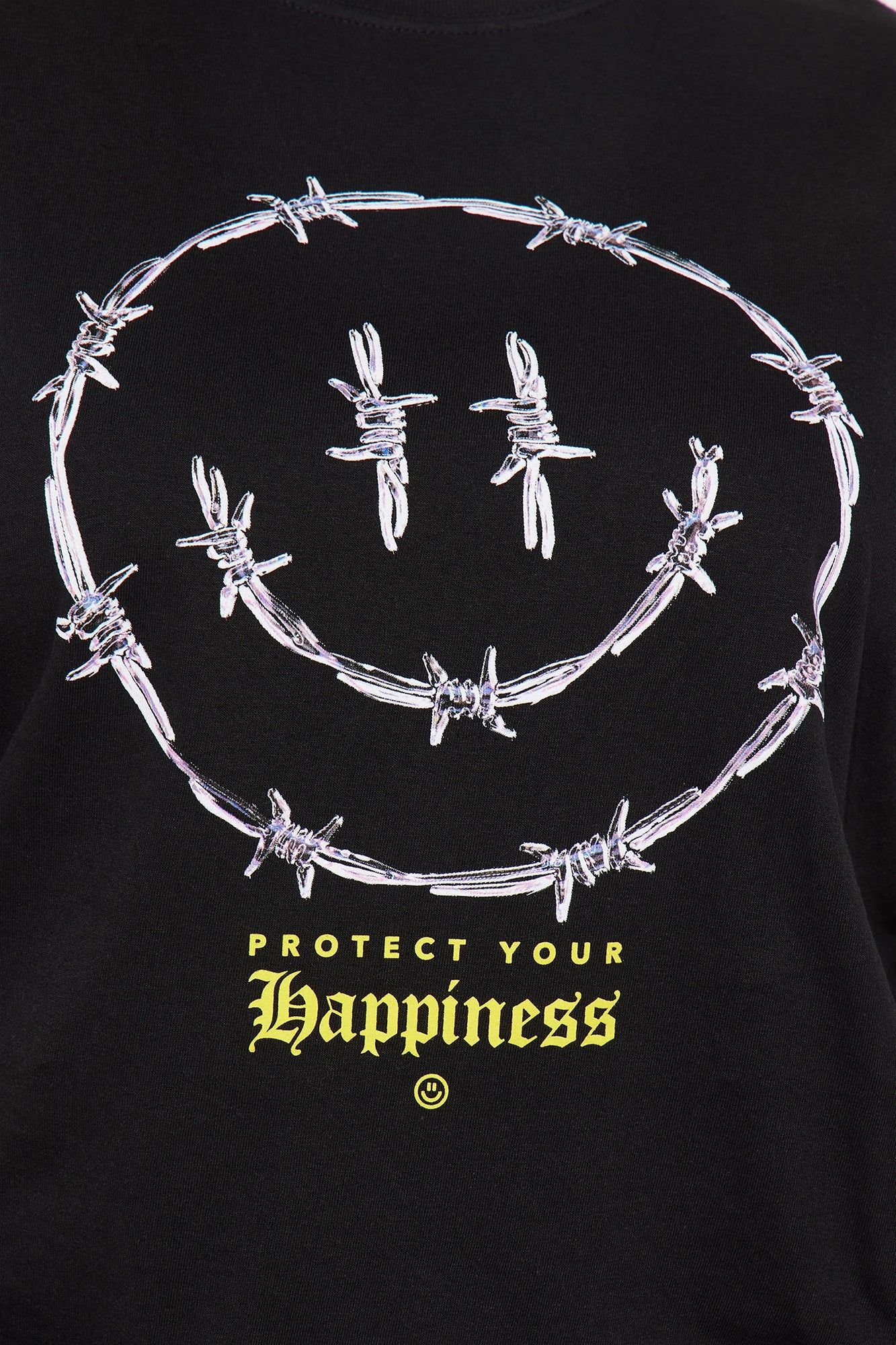 Protect Your Happiness Smiley Tshirt - Black sold by Fashion Nova product image thumbnail 6