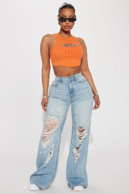 Reconnecting Ripped Baggy Jeans - Light Wash sold by Fashion Nova