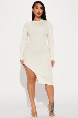 Arabella Long Sleeve Midi Dress - Cream sold by Fashion Nova