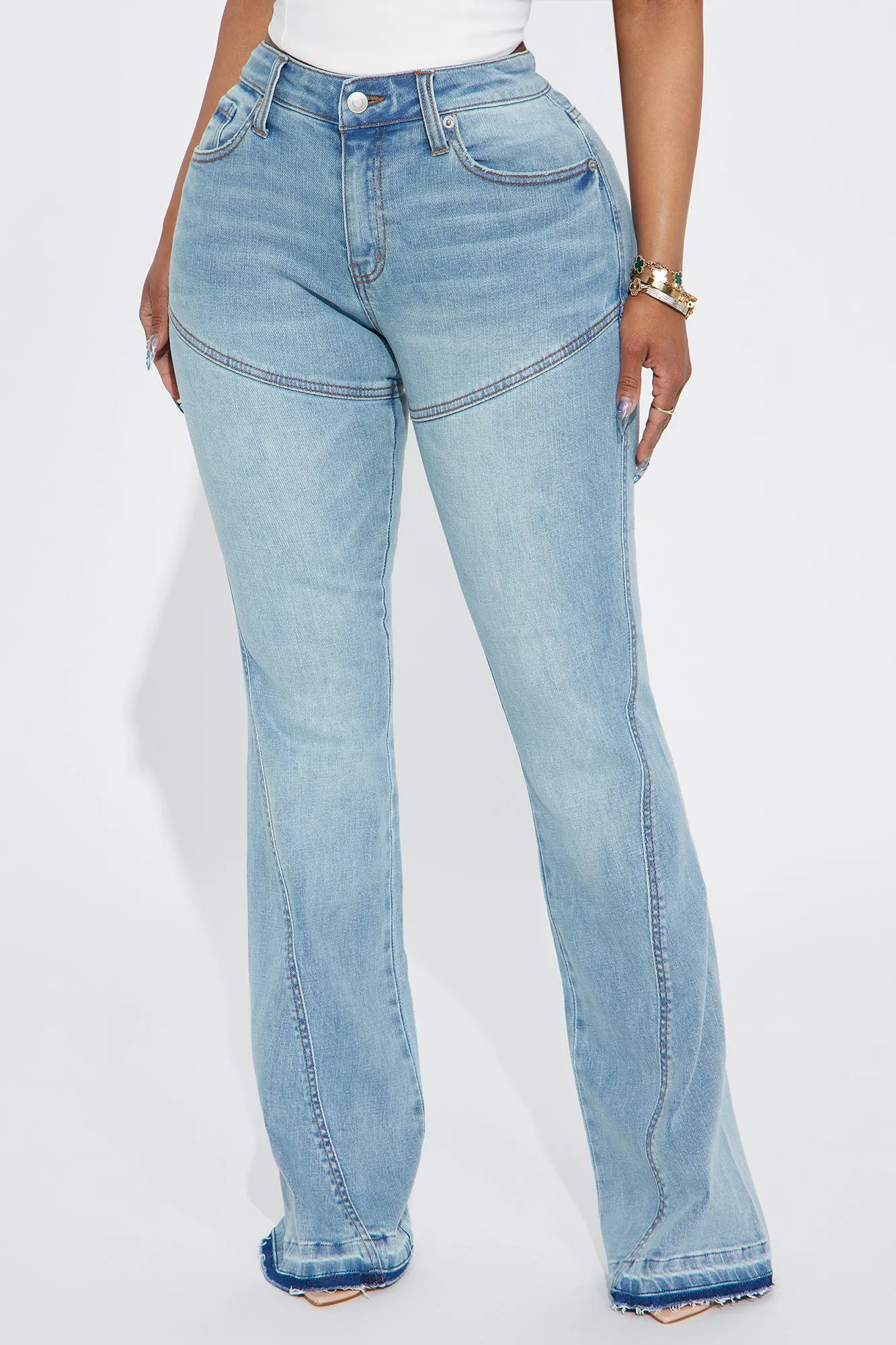 Marguerite Stretch Flare Jeans - Light Wash sold by Fashion Nova