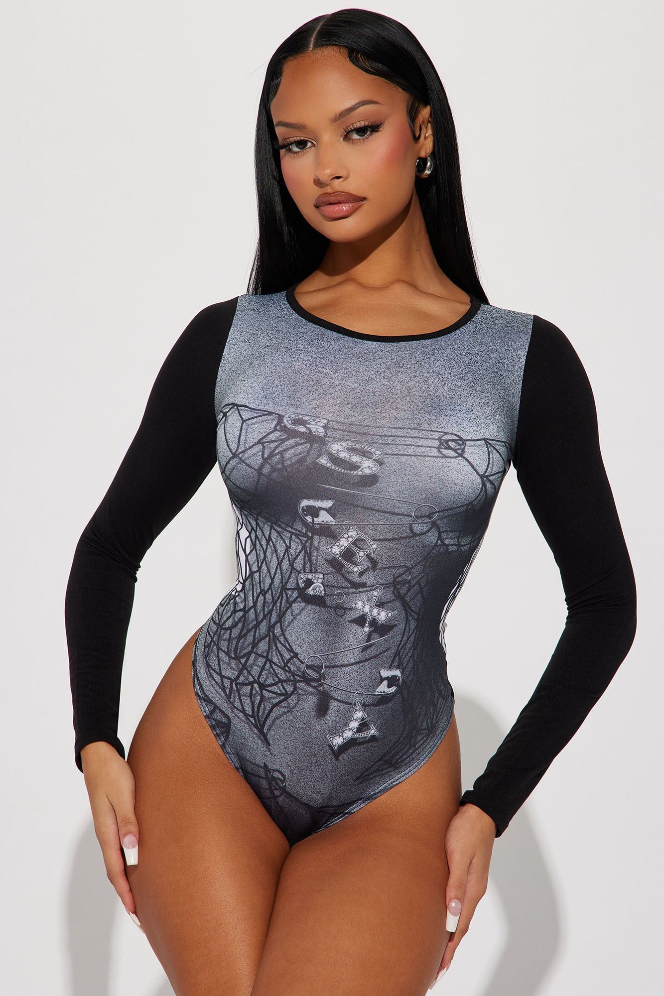 Sexy Thing Bodysuit - Black/combo sold by Fashion Nova