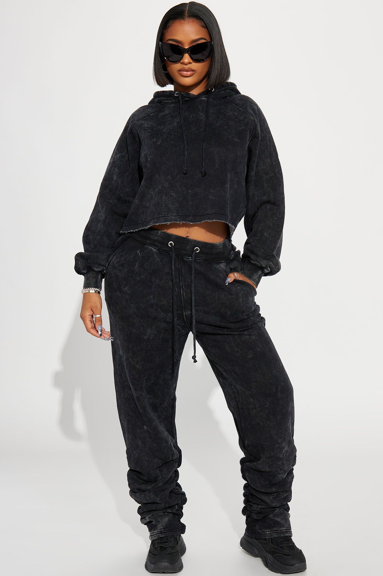 My Time Mineral Wash Jogger Set - Charcoal sold by Fashion Nova