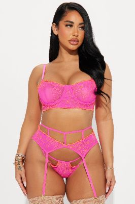 Glow All Night 3 Piece Garter Set - Hot Pink sold by Fashion Nova