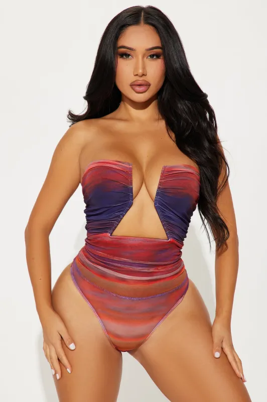 Cabo Sunset Mesh Bodysuit - Purple/combo sold by Fashion Nova