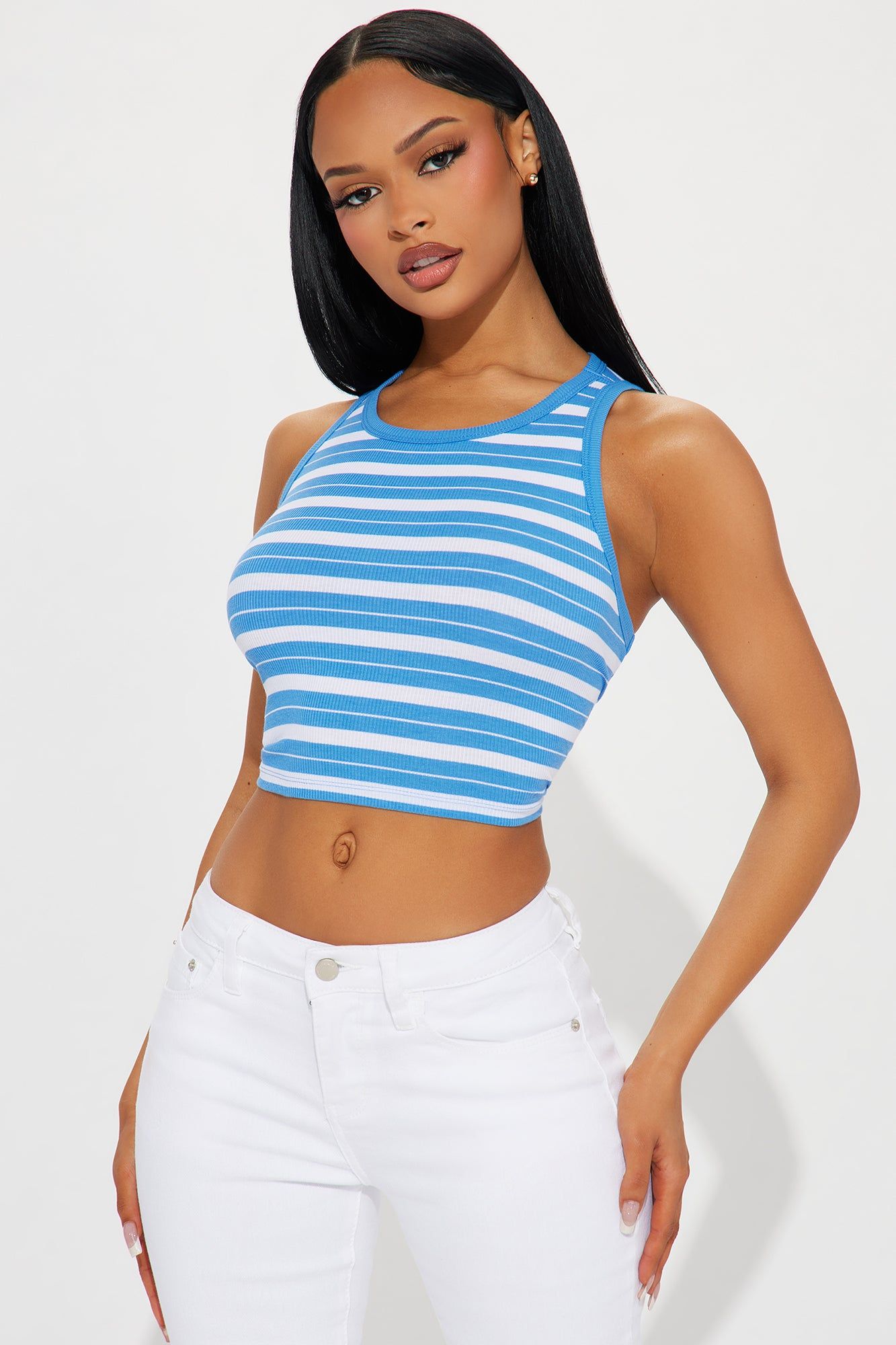 Everyday Vibe Striped Tank Top - Blue/combo sold by Fashion Nova