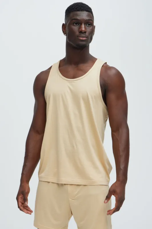 Essential Lounge Tank - Khaki sold by Fashion Nova