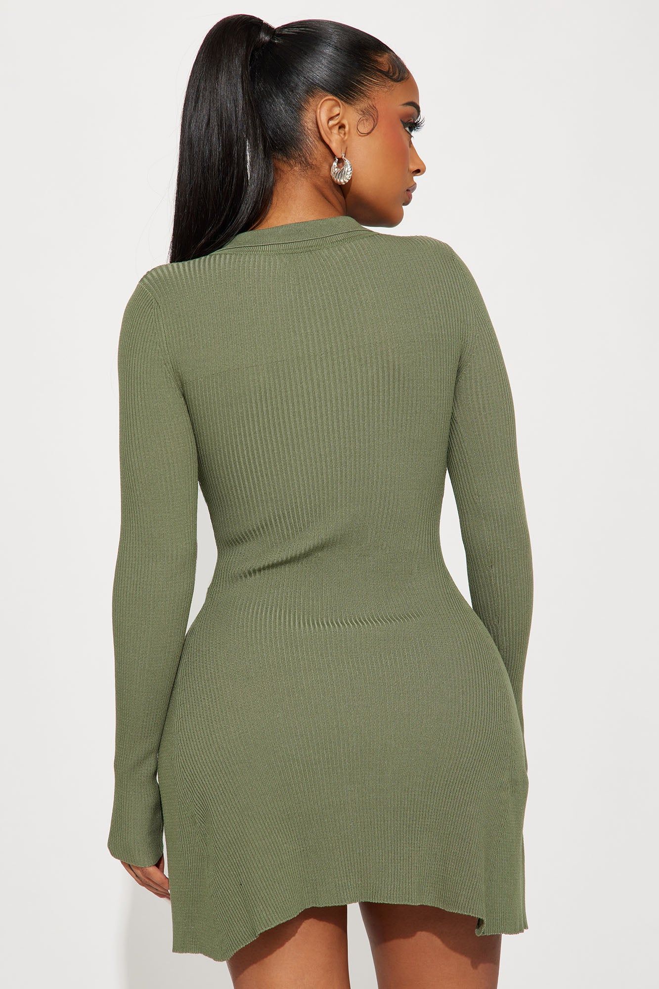Sara A-Line Sweater Mini Dress - Olive sold by Fashion Nova product image thumbnail 3