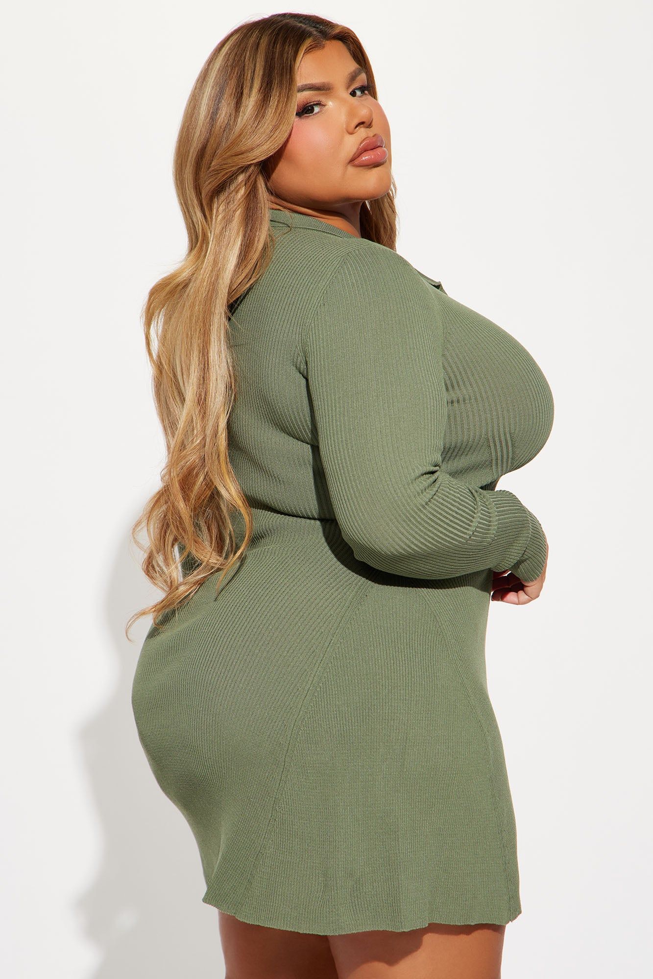 Sara A-Line Sweater Mini Dress - Olive sold by Fashion Nova product image thumbnail 6