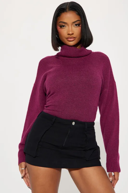 Della Turtleneck Sweater - Raspberry sold by Fashion Nova