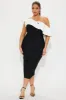 Allison Bandage Midi Dress - Black/White sold by Fashion Nova