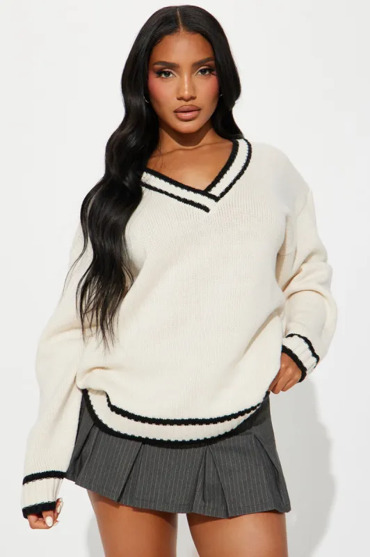 Fall Semester Sweater - Ivory/combo sold by Fashion Nova
