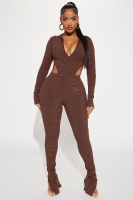 Alana Snatched Jumpsuit - Chocolate sold by Fashion Nova