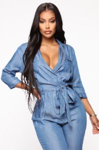 Denise Chambray Jumpsuit - Medium Wash sold by Fashion Nova