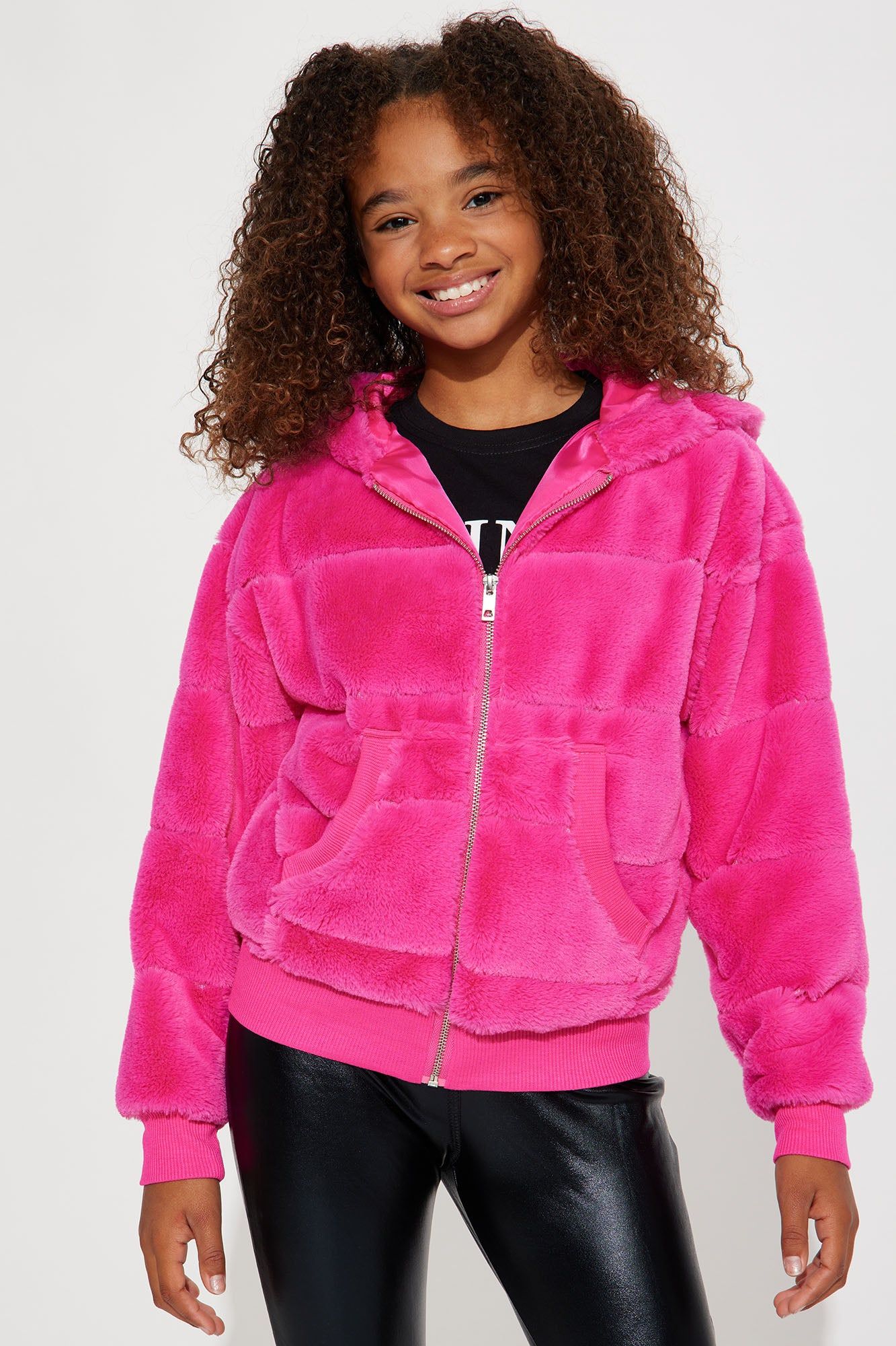 Mini So Delighted Faux Fur Puffer Jacket - Pink sold by Fashion Nova
