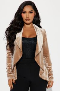 Meet And Greet Velvet Blazer - Champagne sold by Fashion Nova