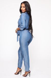 Denise Chambray Jumpsuit - Medium Wash sold by Fashion Nova