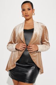 Meet And Greet Velvet Blazer - Champagne sold by Fashion Nova