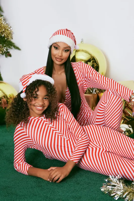 Holiday Cheer 2 Piece PJ Jumpsuit Onesie Set - Red/White sold by Fashion Nova