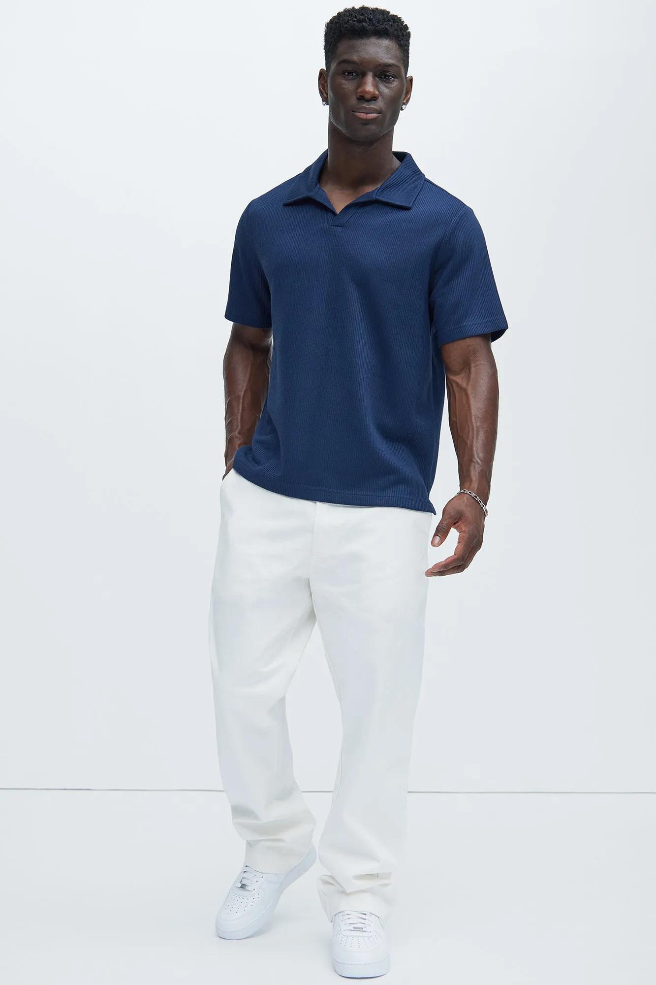 Kalel Textured Short Sleeve Polo - Navy sold by Fashion Nova product image thumbnail 2