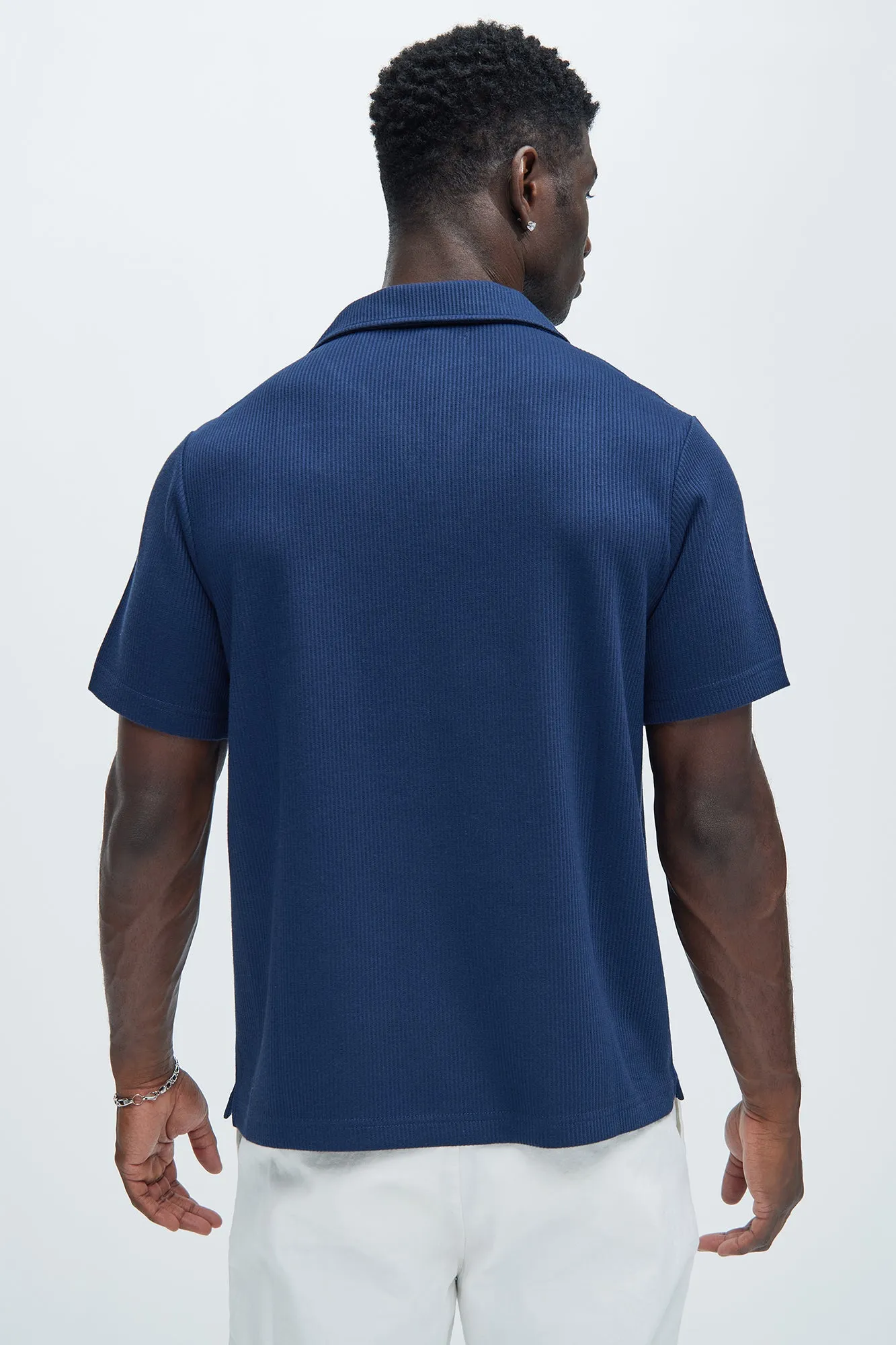Kalel Textured Short Sleeve Polo - Navy sold by Fashion Nova product image thumbnail 4