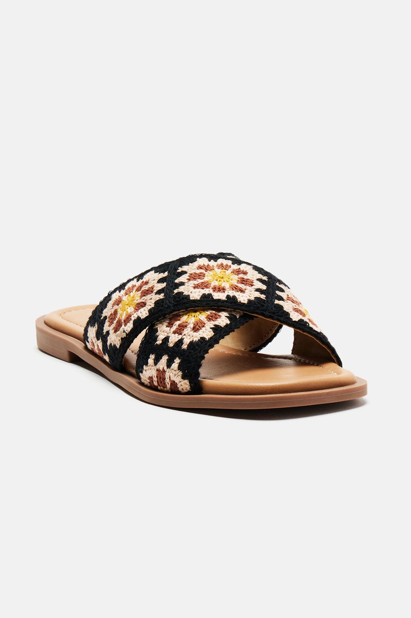 Always Cool Flat Sandals - Black/combo sold by Fashion Nova