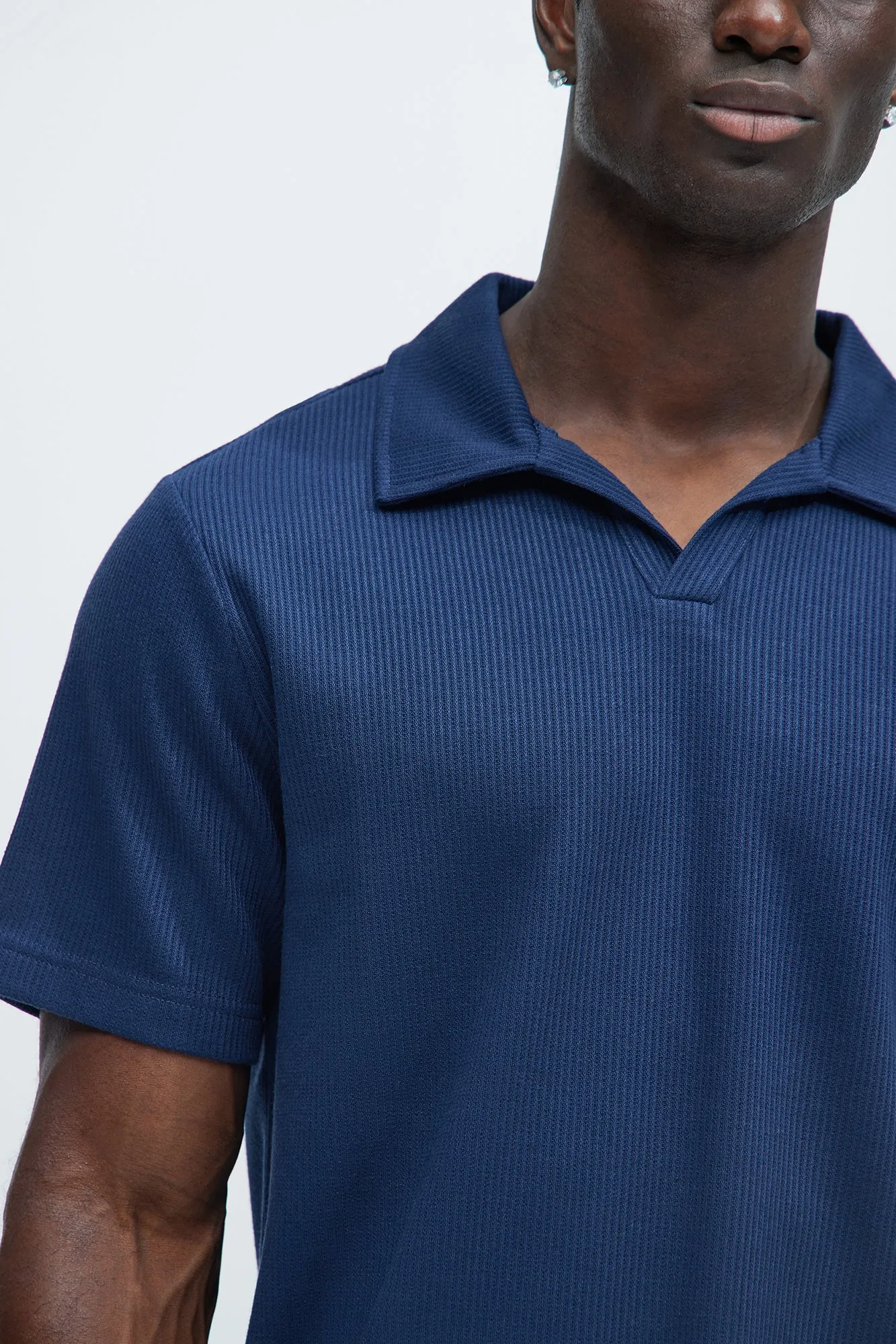 Kalel Textured Short Sleeve Polo - Navy sold by Fashion Nova product image thumbnail 3