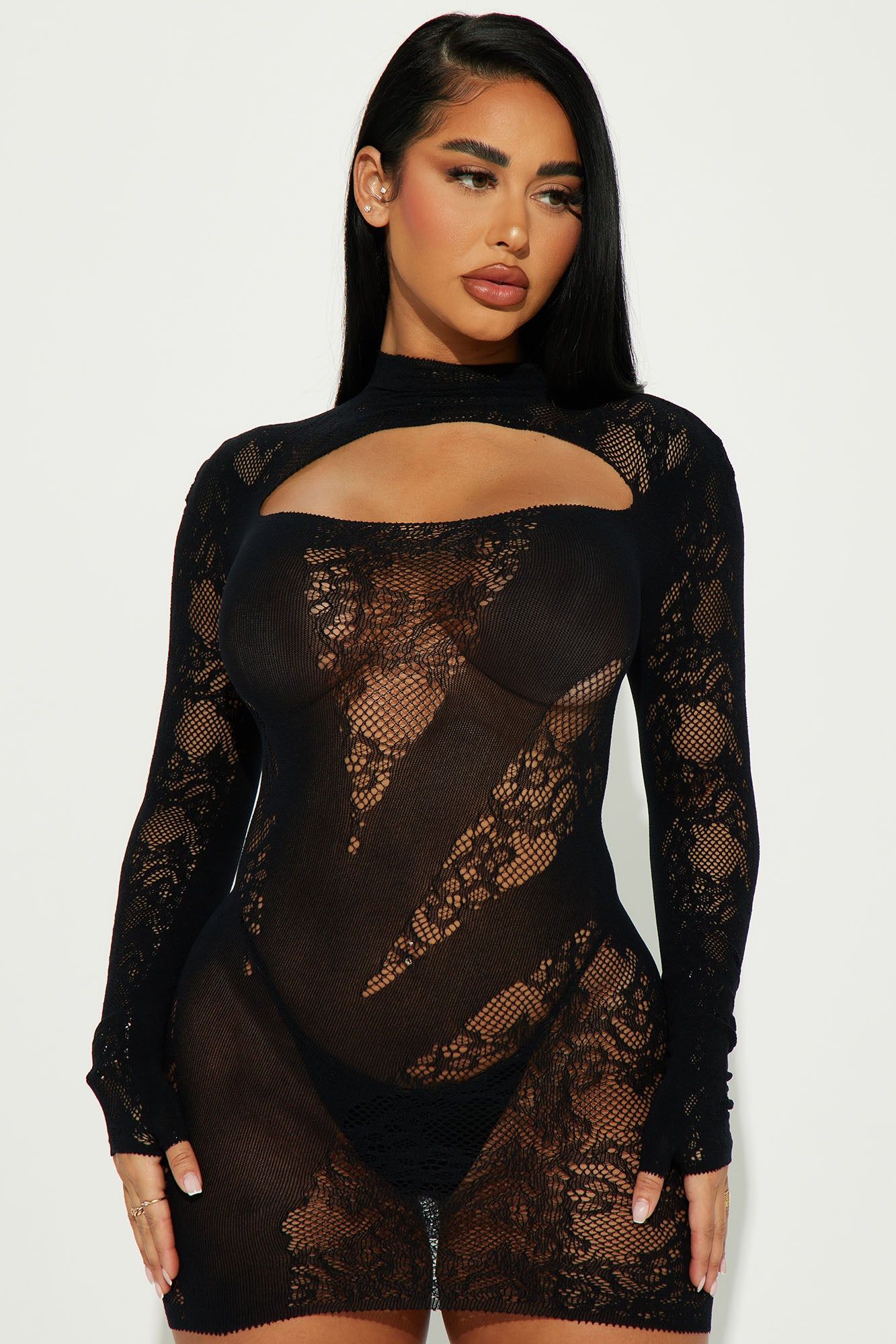 Turn Up The Heat Chemise Bodystocking - Black sold by Fashion Nova