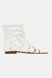 Beat You To It Gladiator Sandals - White sold by Fashion Nova