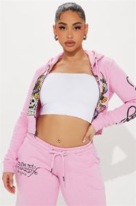 Ed Hardy New York Eagle Zip Front Hoodie - Pink sold by Fashion Nova