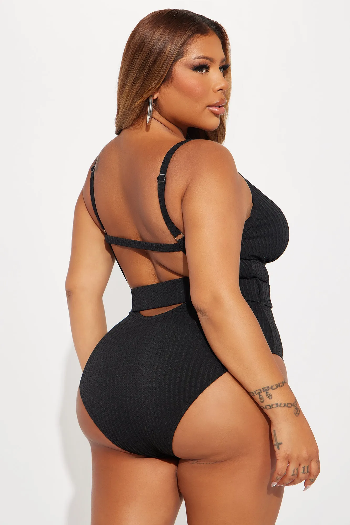 Bela Ribbed Belted 1 Piece Swimsuit - Black sold by Fashion Nova product image thumbnail 5