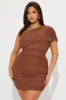 Kendall Mesh Mini Dress - Brown sold by Fashion Nova