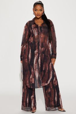 New Distraction Pant Set - Brown/combo sold by Fashion Nova