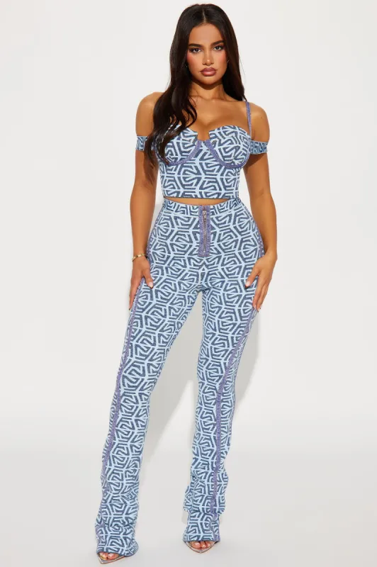 Rio Vibe Bandage Pant Set - Blue/combo sold by Fashion Nova