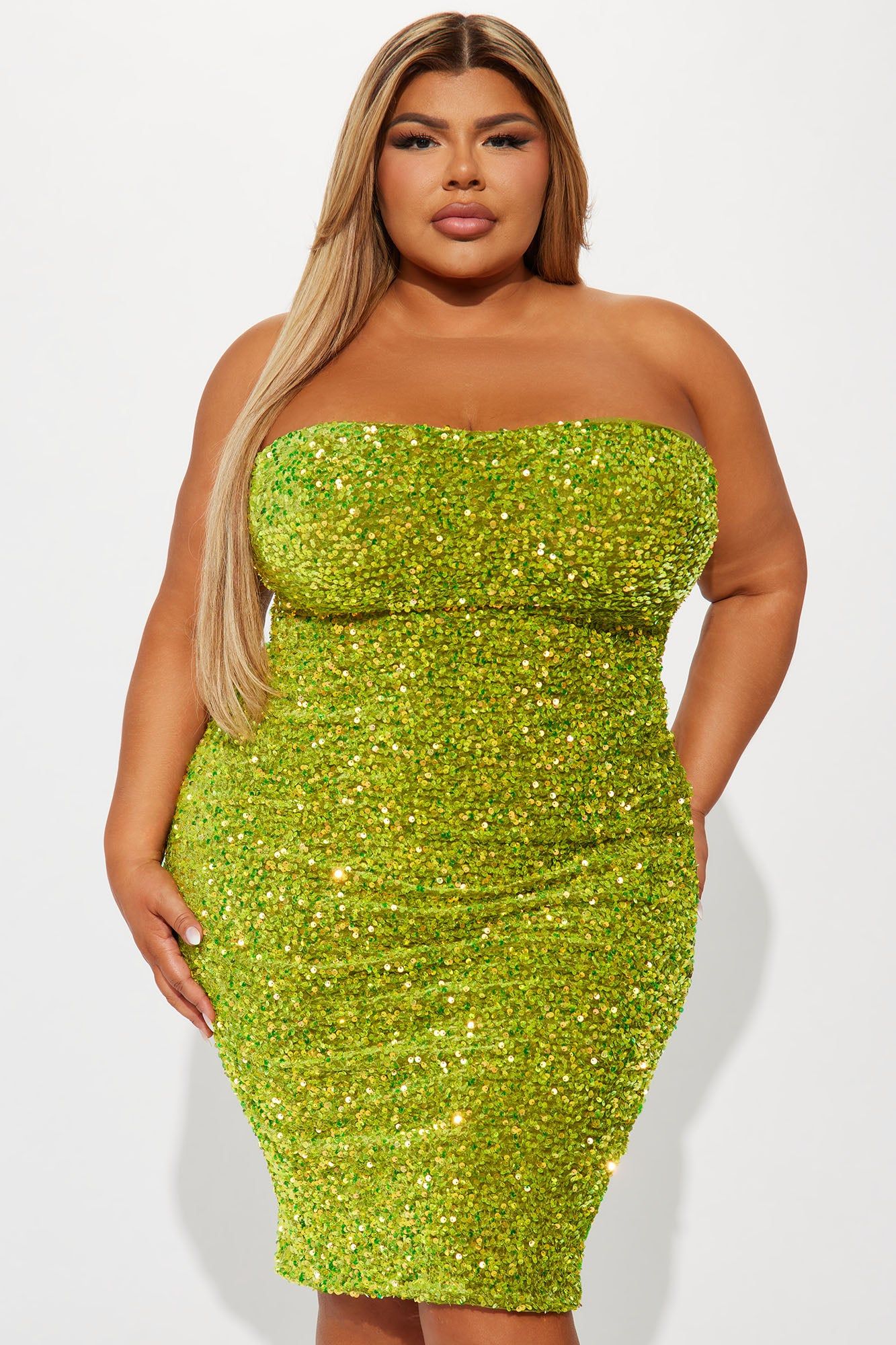 Dublin Sequin Midi Dress - Chartreuse sold by Fashion Nova product image thumbnail 5