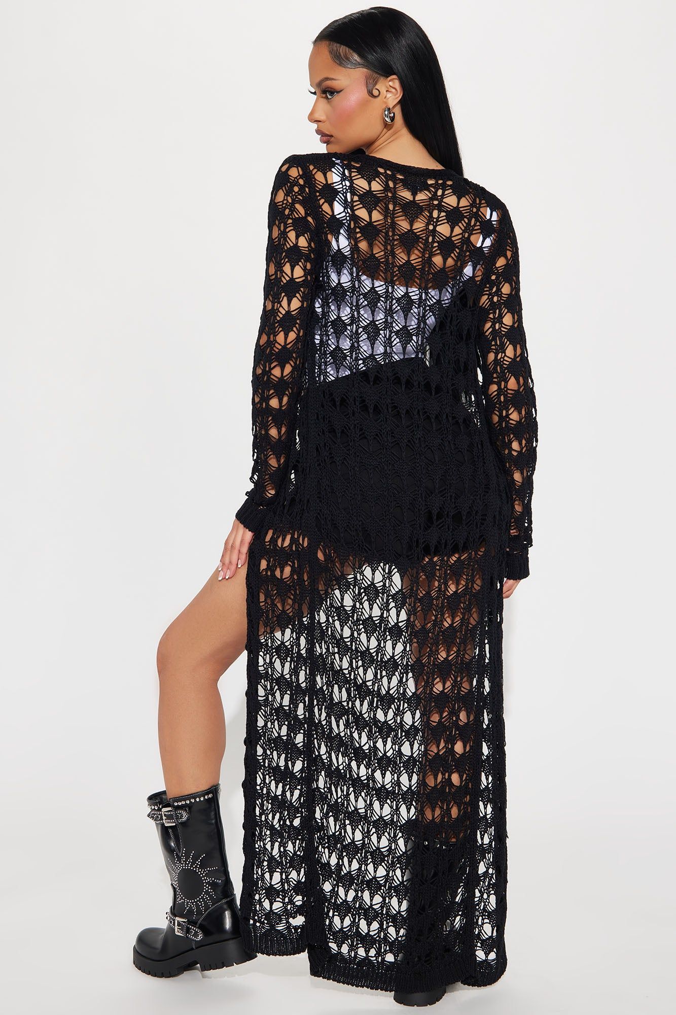 Somewhere Tropical Crochet Cardigan - Black sold by Fashion Nova product image thumbnail 3